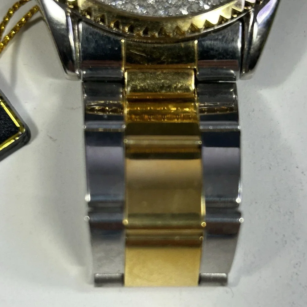 Vernier Quartz Two-Tone‎ Stainless Steel Watch Crystal Bezel Unisex UNTESTED